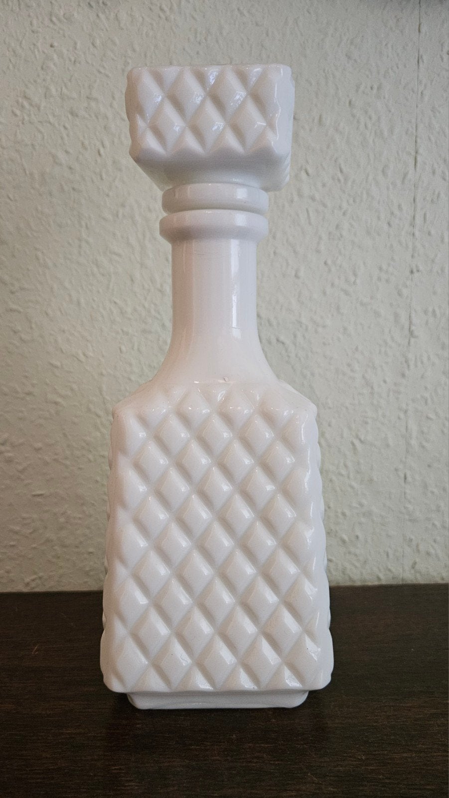 Vintage witte glazen fles met dop, Ophalen, Glas