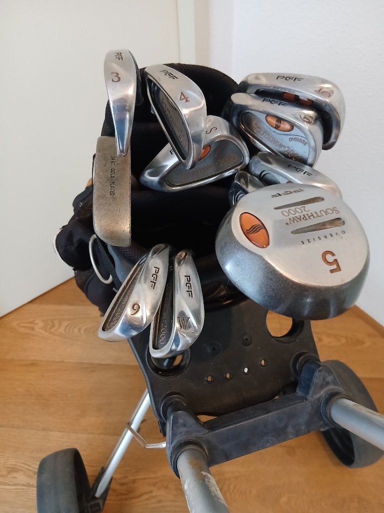 Golfset Compleet met Tas en Trolley Linkshandigen, Ophalen, Gebruikt, Set, Overige merken