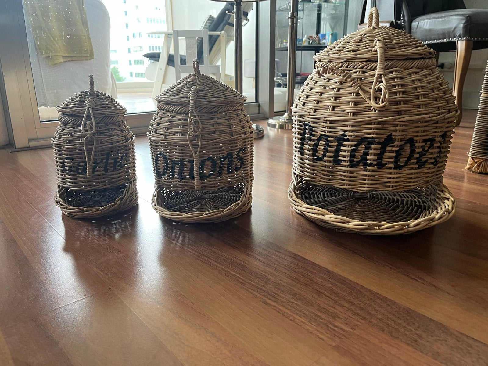 Manden voor knoflook, ui en aardappel - set, Ophalen of Verzenden, Natuurlijk materiaal, Bruin, Overige typen