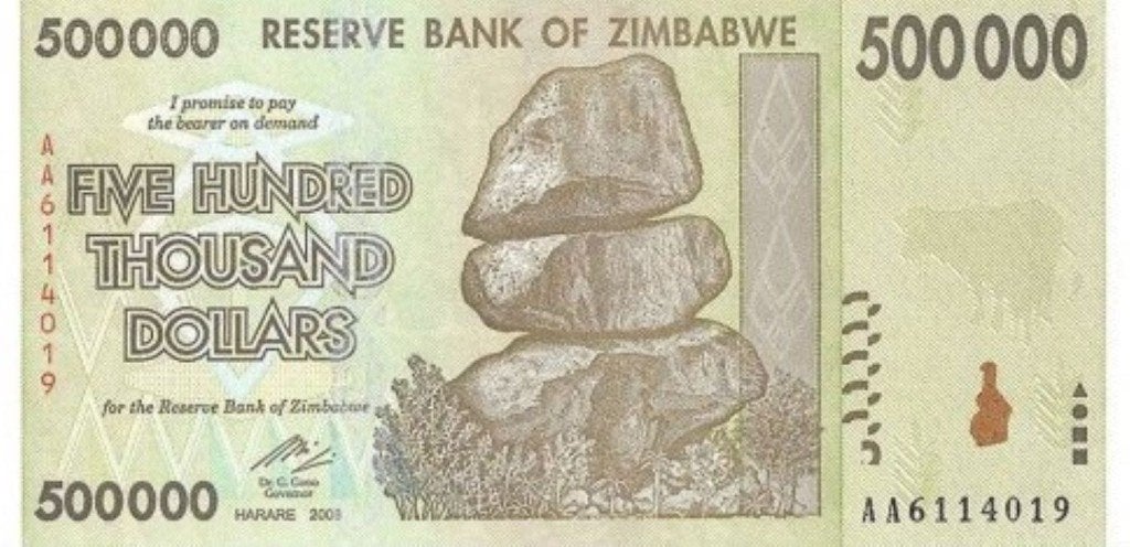 Zimbabwe bankbiljet 500.000 Dollars 2008 UNC, Pick 76, Ophalen of Verzenden, Zimbabwe, Los biljet