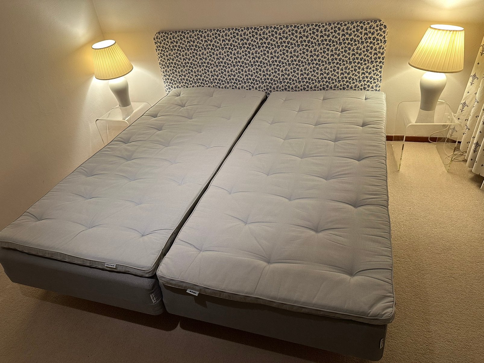 2 IKEA SULTAN boxspringbedden 90x200 – incl. topmatrassen, Ophalen, Gebruikt, 90 cm, Eenpersoons