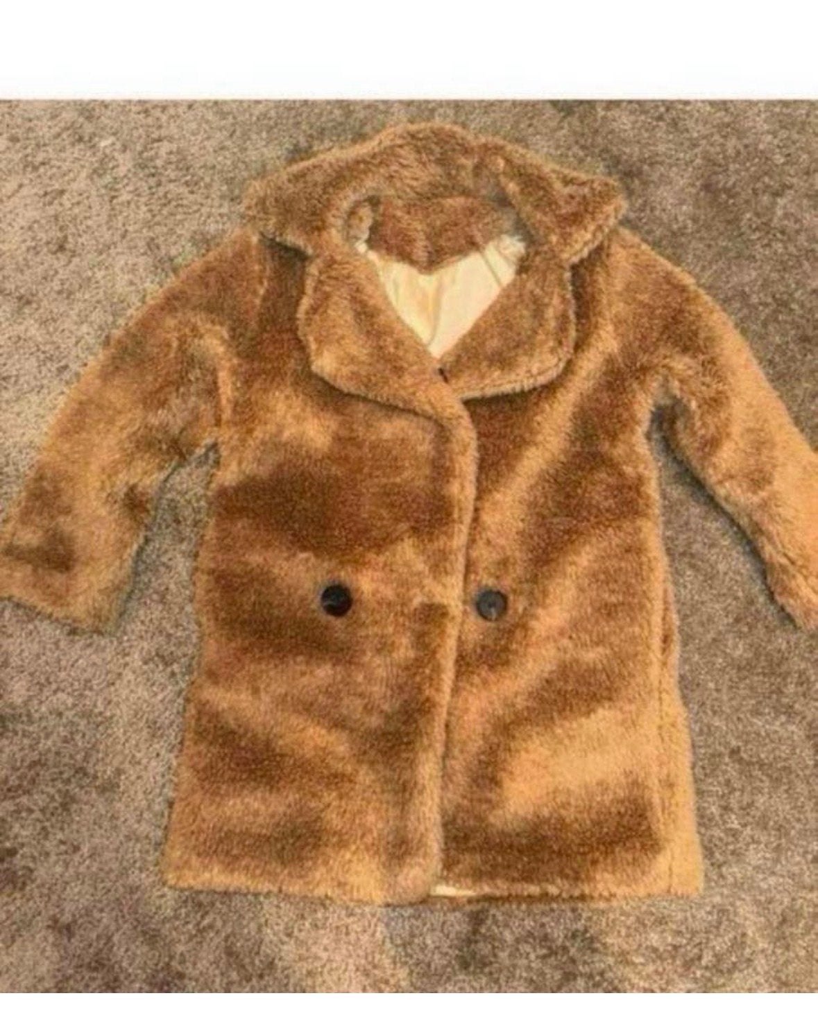 Bruine fake fur jas maat 110, Ophalen of Verzenden, Zo goed als nieuw, Meisje, Jas