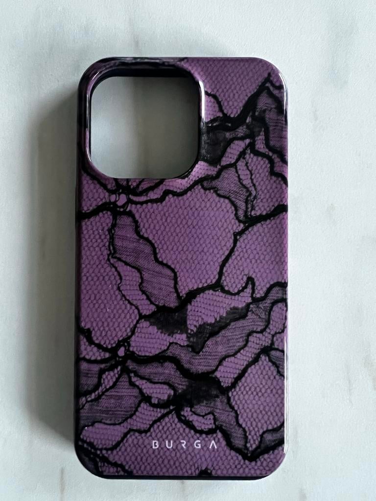 Burga Hoesje voor iPhone 13 Pro - Paars Kant Design, Kunststof, IPhone 13 Pro, Paars, Hoesje of Tasje