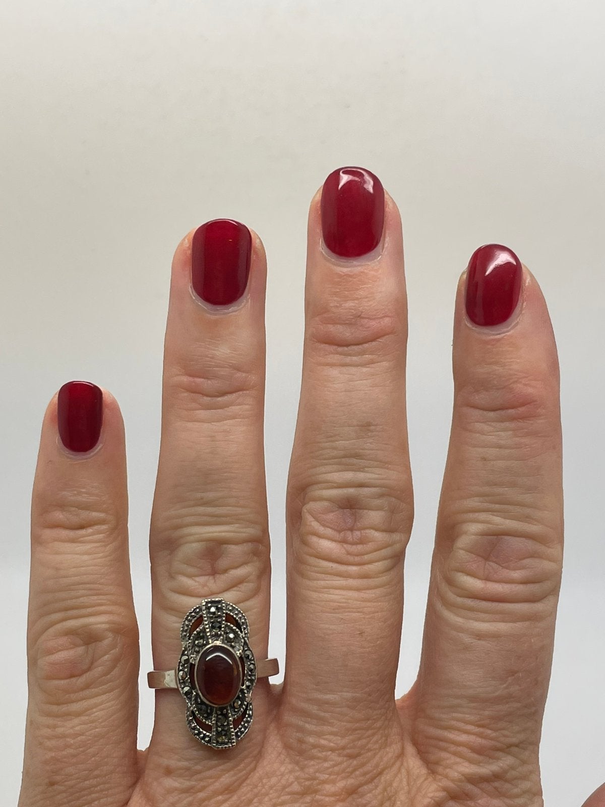G303 Prachtige vintage zilveren ring maat 18, Ophalen of Verzenden, Zilver, Ring, Met edelsteen