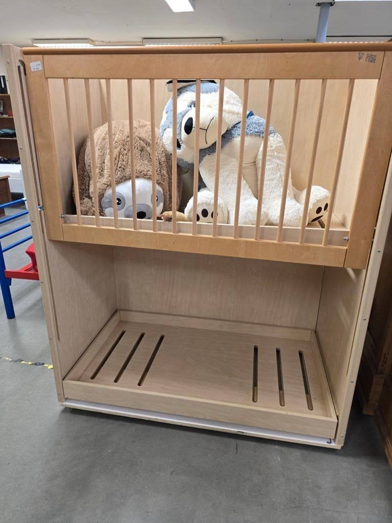 Prachtig Houten Duobed / Stapelledikant voor Kinderopvang, Kinderen en Baby's, Kinderkamer | Bedden, Ophalen, Gebruikt, Lattenbodem
