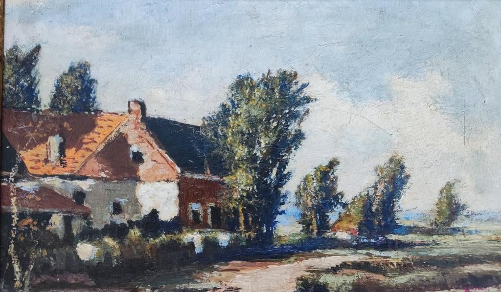 Hollandse School (XX W de Zwart)- Boerderij aan landweg, Ophalen of Verzenden