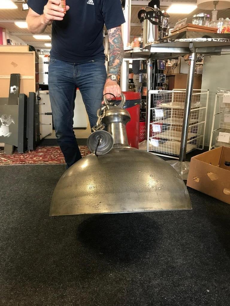 Grote industriële hanglamp ijzer/staal, Ophalen, Zo goed als nieuw, 50 tot 75 cm