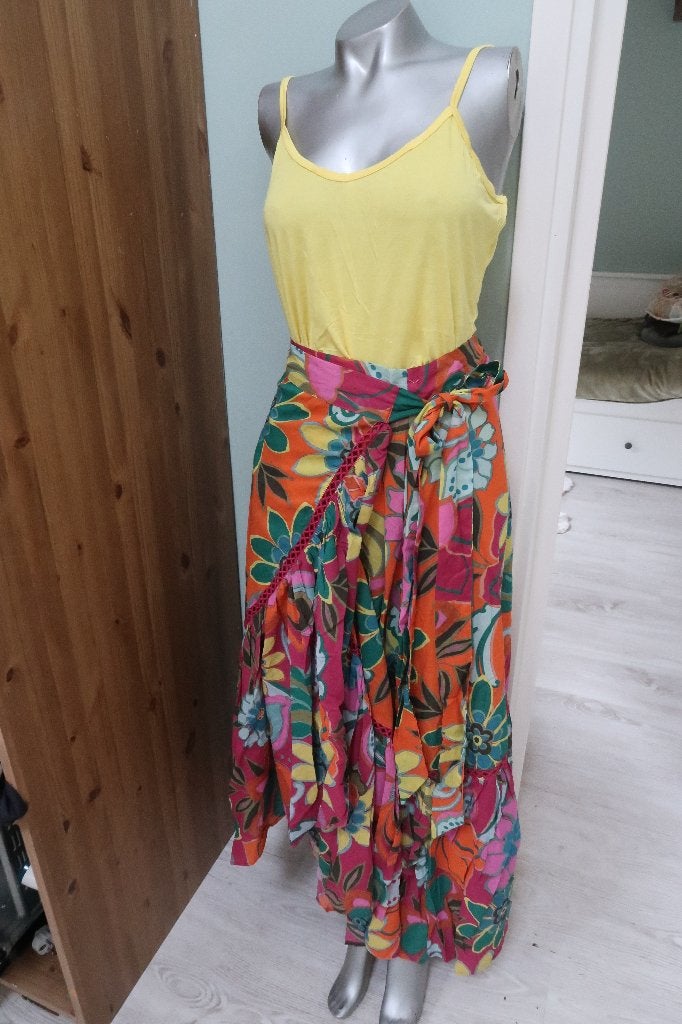 NIEUW Miss June Paris long skirt  kleurrijke boho wikkelrok, Overige kleuren, Maat 42/44 (L), Miss June, Nieuw