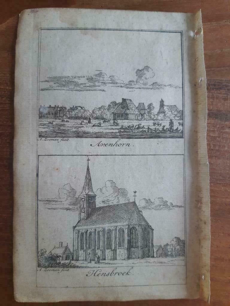 017-018 / Avenhorn - Hensbroek gravure uit 1732, Ophalen of Verzenden