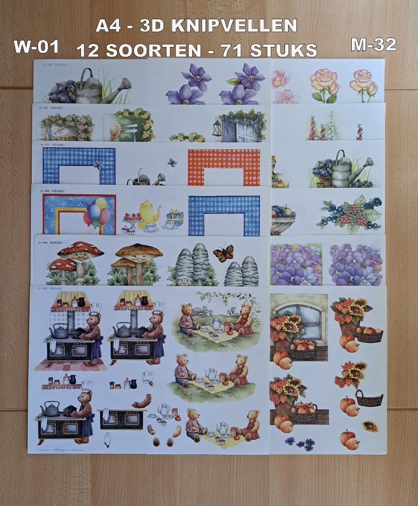 68...A4-3D KNIPVELLEN 103 SOORTEN-576 VELLEN Serie WEKABO, Ophalen of Verzenden, Nieuw, Overige thema's, Knipvel