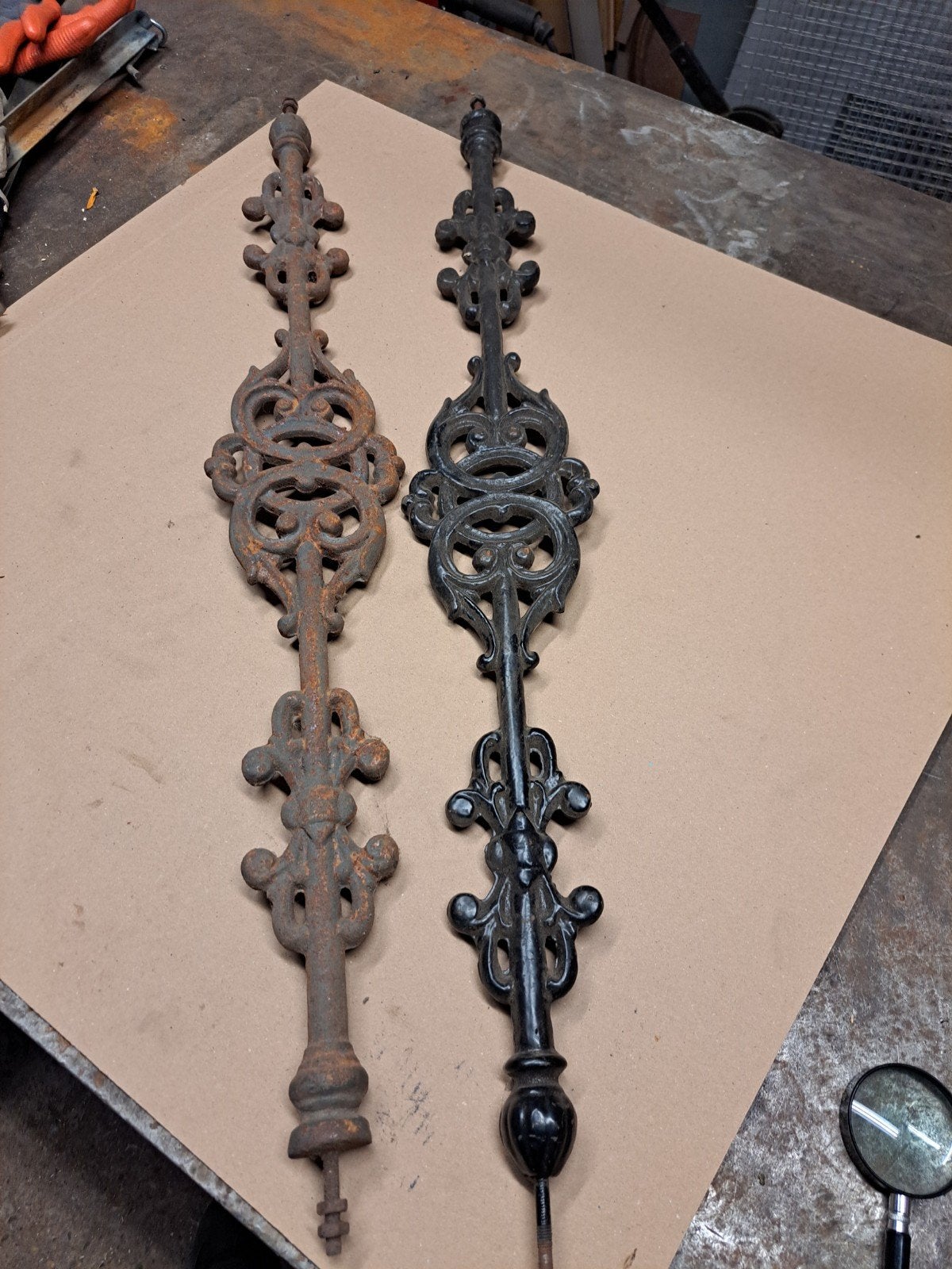 8x Gietijzeren Spijl met Draadeind - 88cm, Ophalen