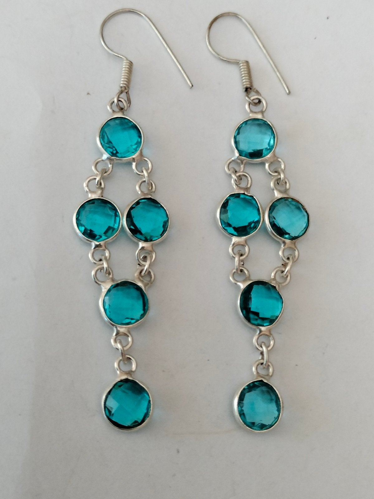 Zilveren oorbellen met blauw topaas, Hangers, Nieuw, Met edelsteen, Zilver