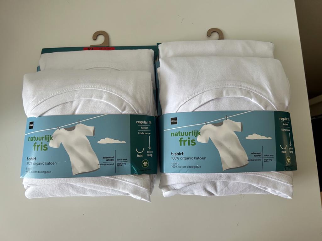 4 witte t-shirts HEMA, maat XL, Kleding | Heren, Ophalen of Verzenden, Wit, Overige typen