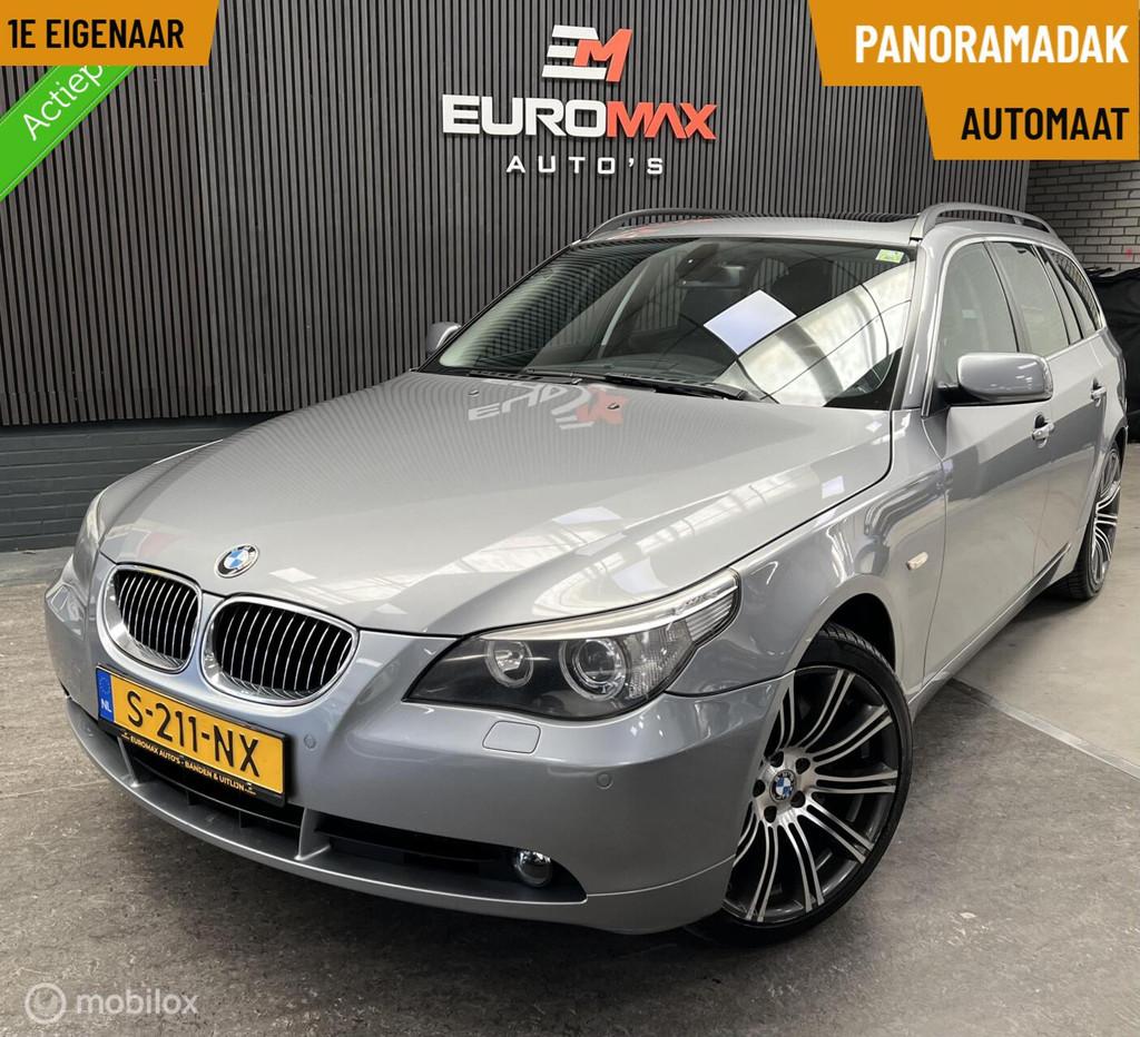 BMW 5-serie Touring 530xi Automaat - Leder - Panorama - Luxe, Automaat, Gebruikt, Zwart, 1675 kg