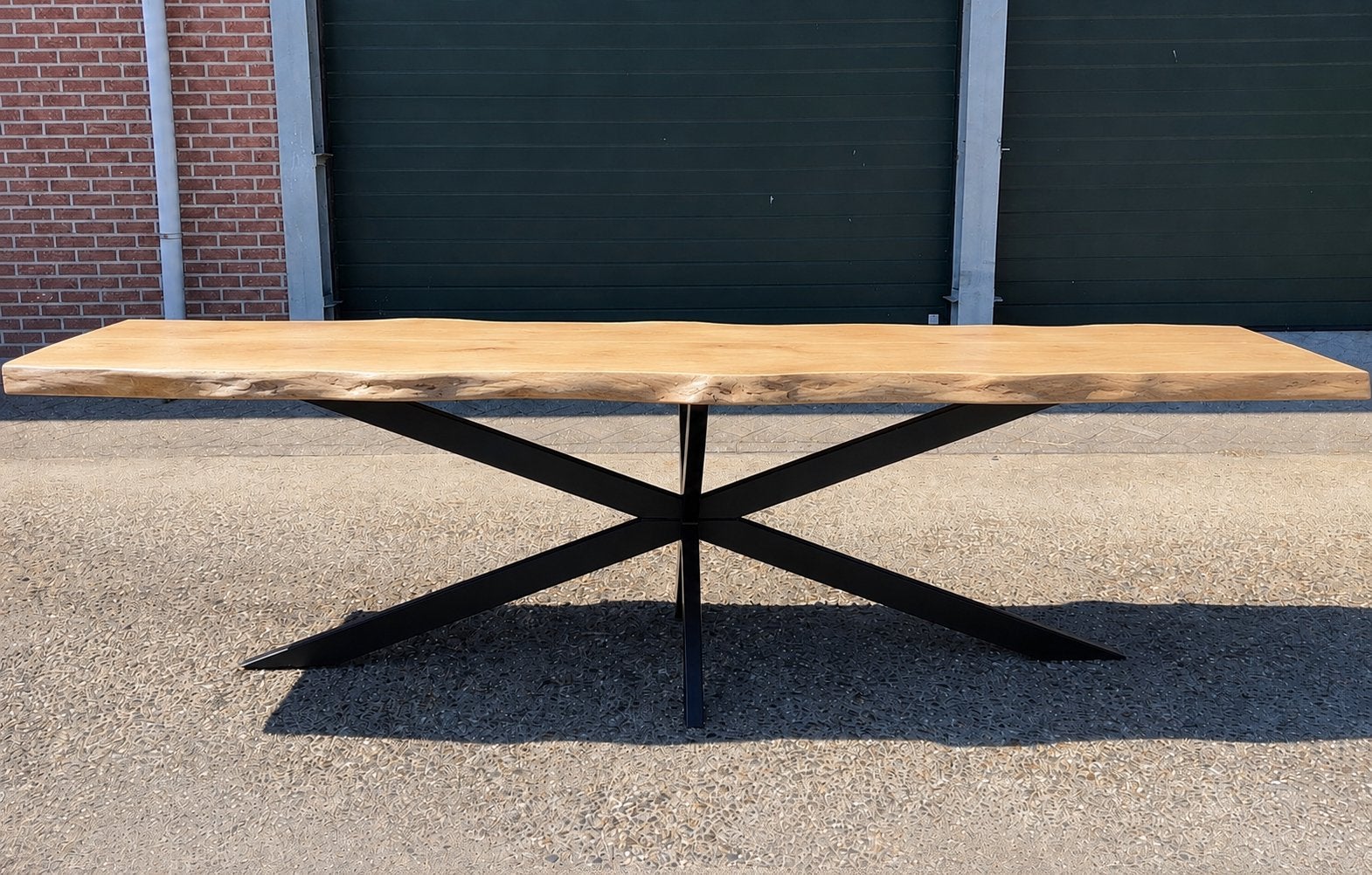 Unieke 3 meter tafel – Oud Europees eiken – 7 cm massief, Ophalen, Eikenhout, 200 cm of meer, 50 tot 100 cm