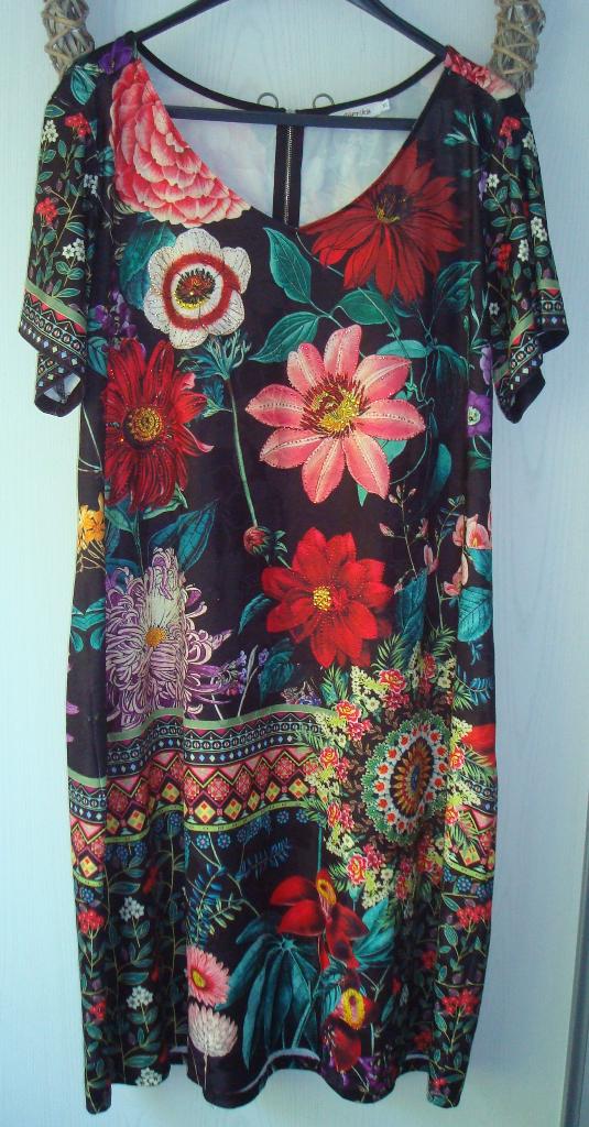 Maat XL PAPRIKA jurk met bloemen GEWELDIG!, Overige kleuren, Maat 46/48 (XL) of groter, Ophalen of Verzenden, Zo goed als nieuw