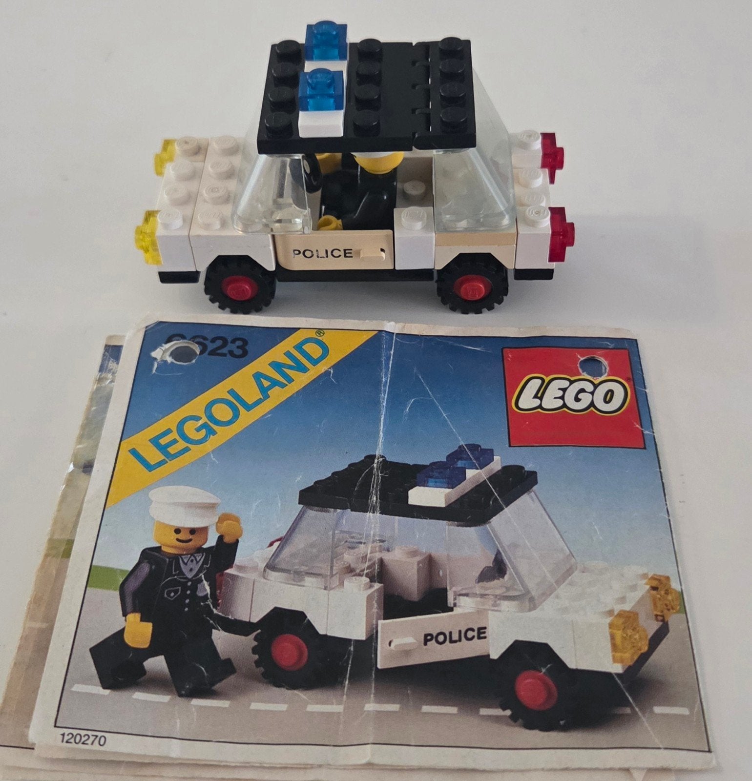Vintage LEGO Legoland Politieauto 623 met instructies, Gebruikt, Lego, Compleet, Ophalen of Verzenden