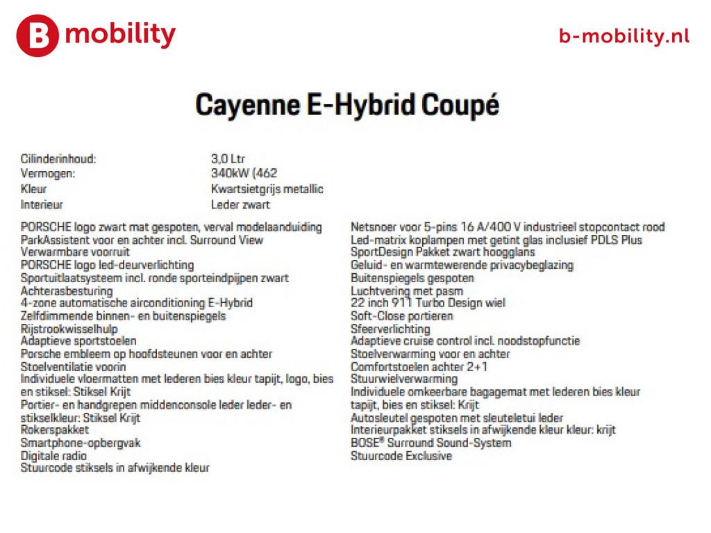 Porsche Cayenne Coupé 3.0 E-Hybrid 462PK Sport Design SOH 9, Automaat, Cayenne, Gebruikt, 2995 cc