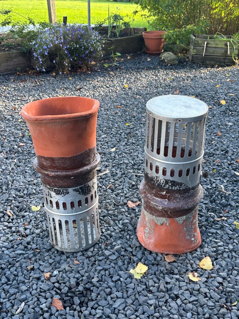 Set van 2 schoorsteenpotten met aluminium kap, Ophalen, Nieuw