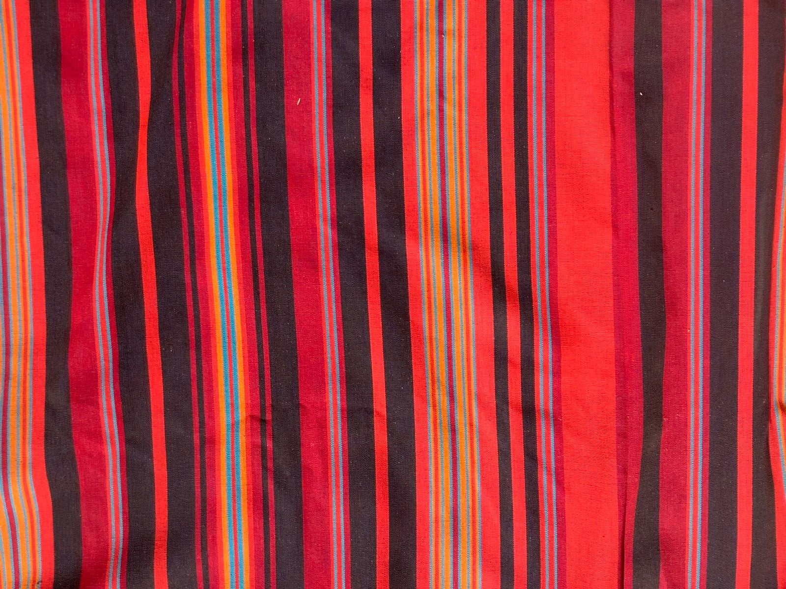 Vintage oranje rood gestreepte gordijnen, Ophalen of Verzenden, Gebruikt, Oranje, Katoen