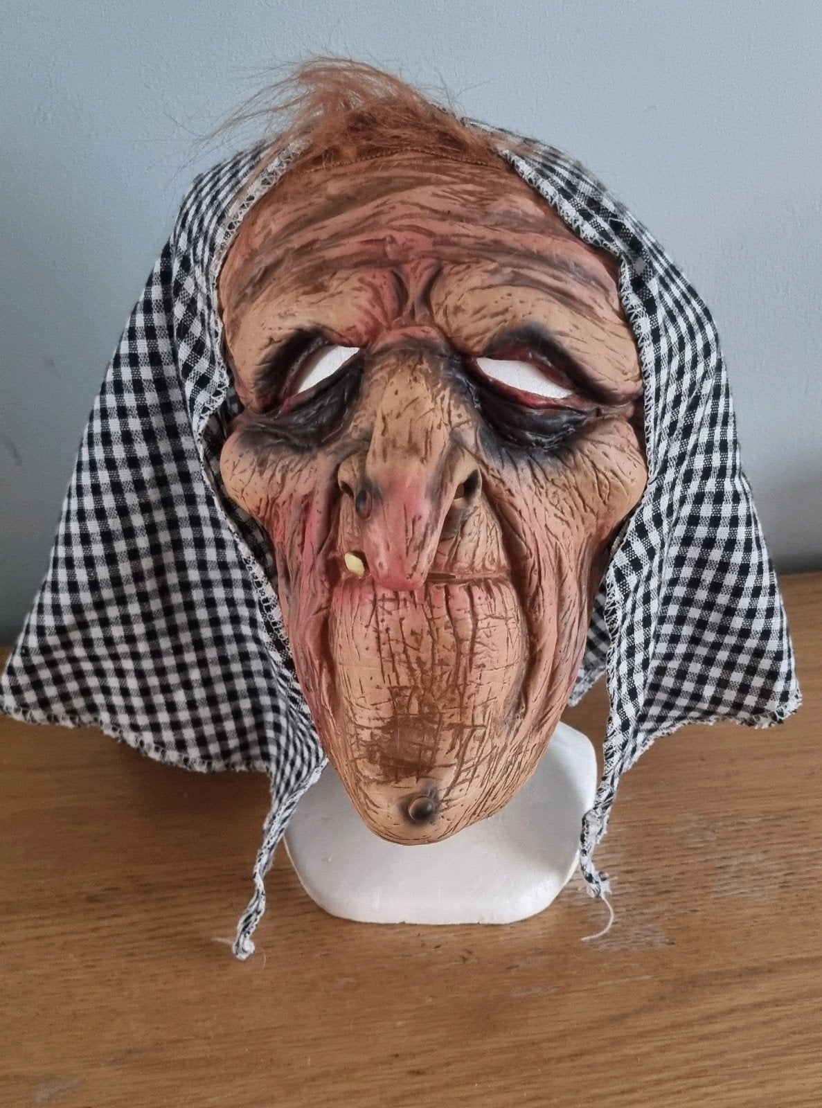 Heksenmasker met hoofddoek Halloween Carnaval Horror griezel, Ophalen of Verzenden, Zo goed als nieuw, Accessoires
