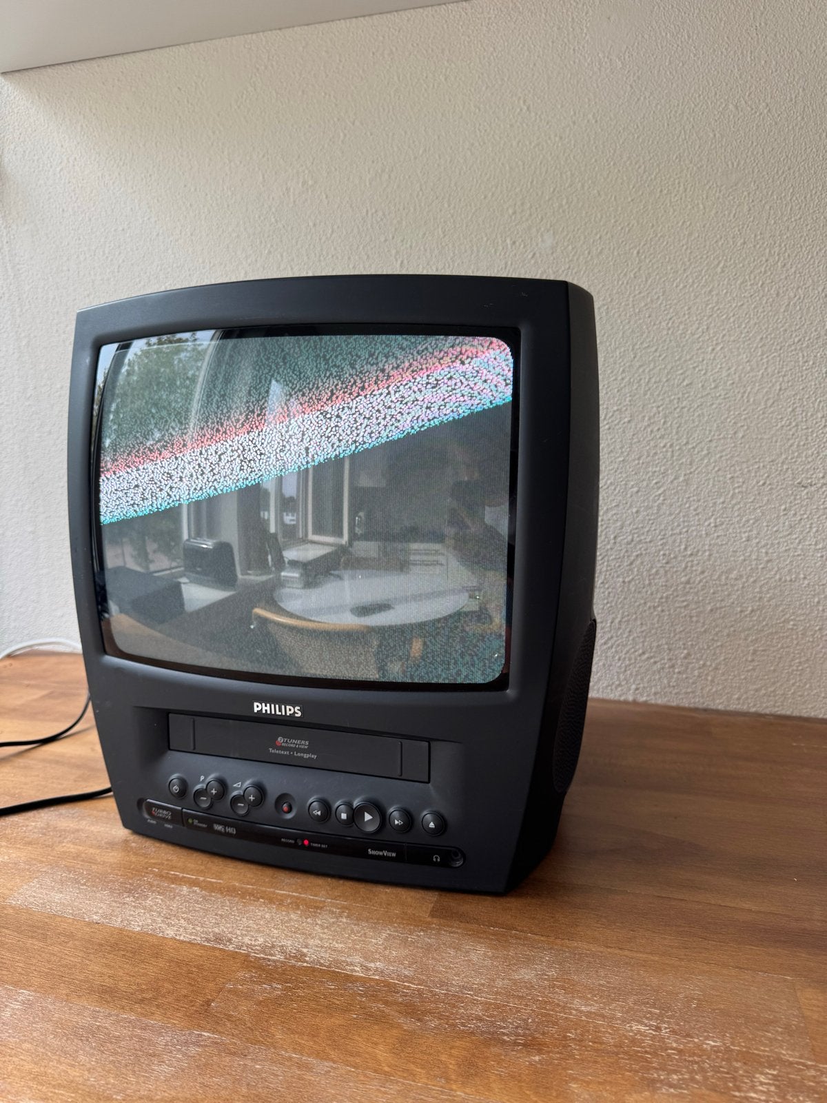 Philips CRT TV met ingebouwde VHS speler + afstandsbediening, Ophalen, Philips, Gebruikt, 50 Hz