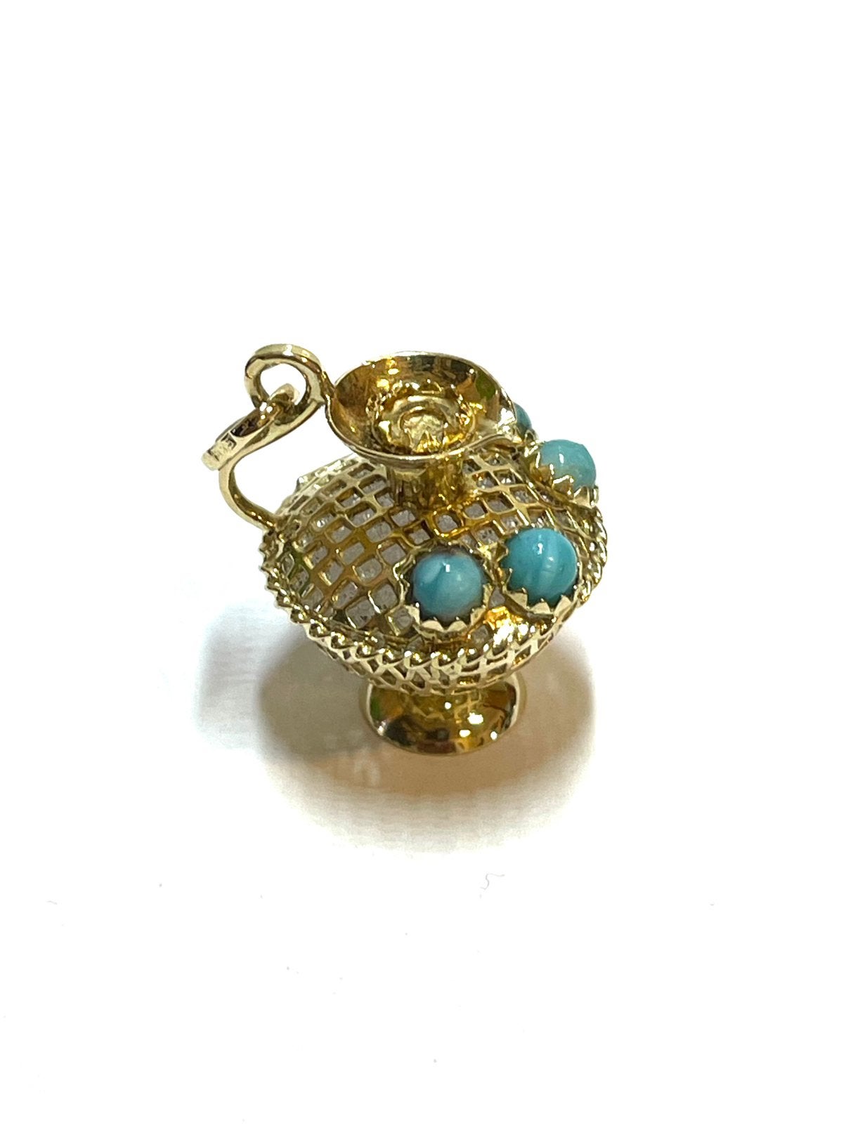 14k gouden hanger met turquoise, Overige voorstellingen, -, -, Ophalen of Verzenden