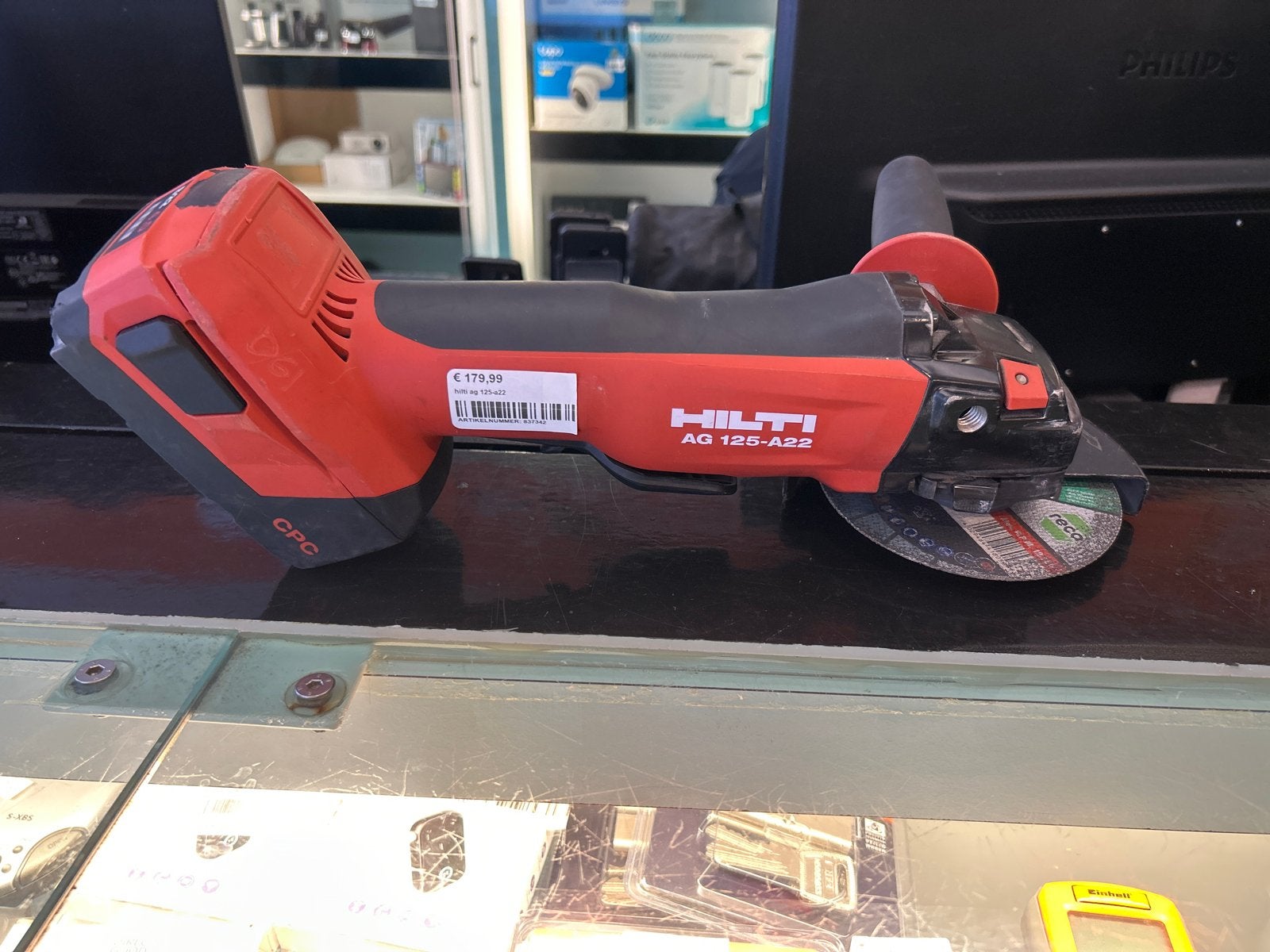 Hilti AG 125-A22 Accu Haakse Slijpmachine, Ophalen of Verzenden, Gebruikt, 1000 watt of meer, Haakse handslijpmachine