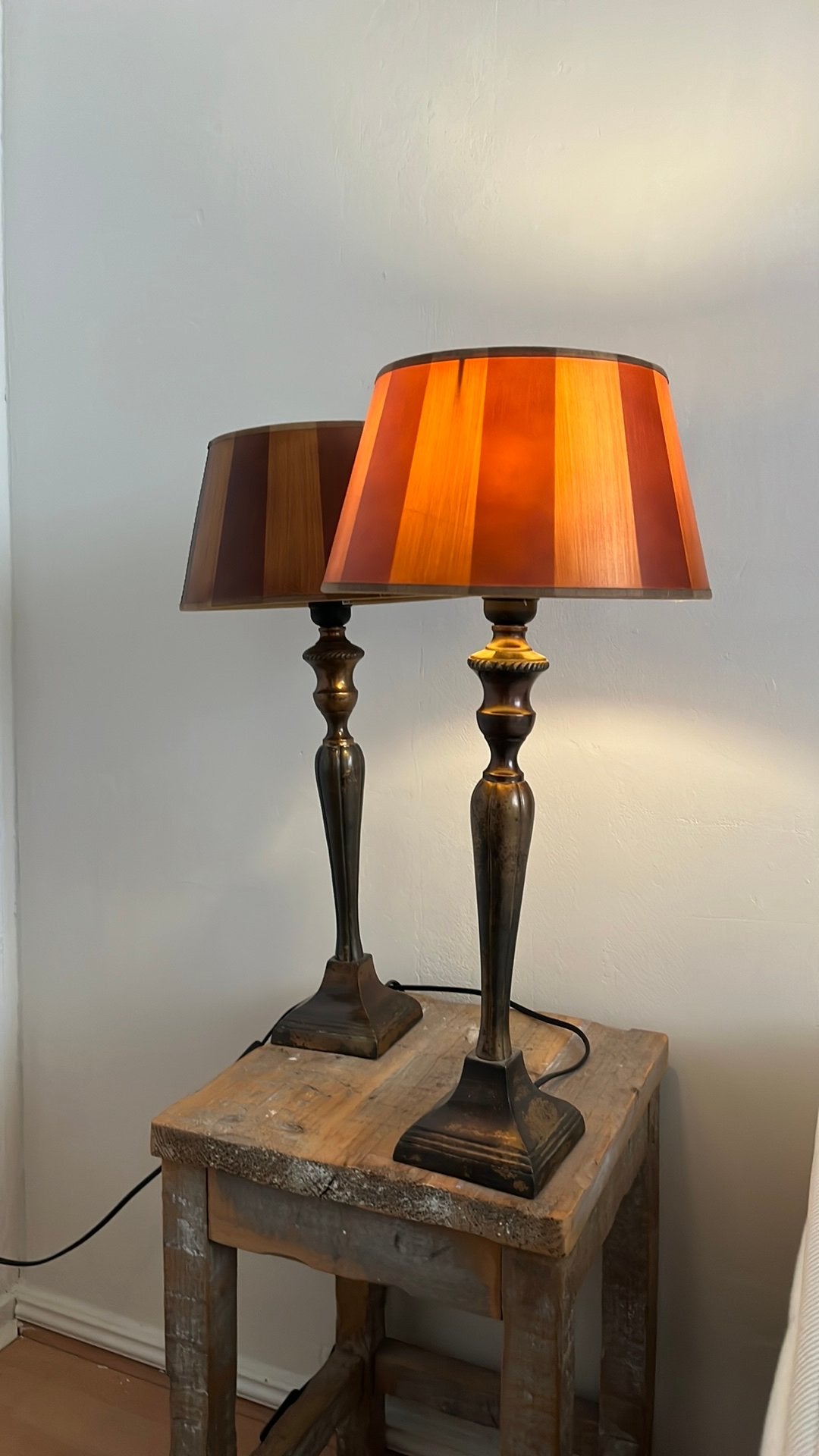 Unieke lampen met streepjes kap, Ophalen, Met schakelaar, Meerkleurig, Natuurlijk materiaal
