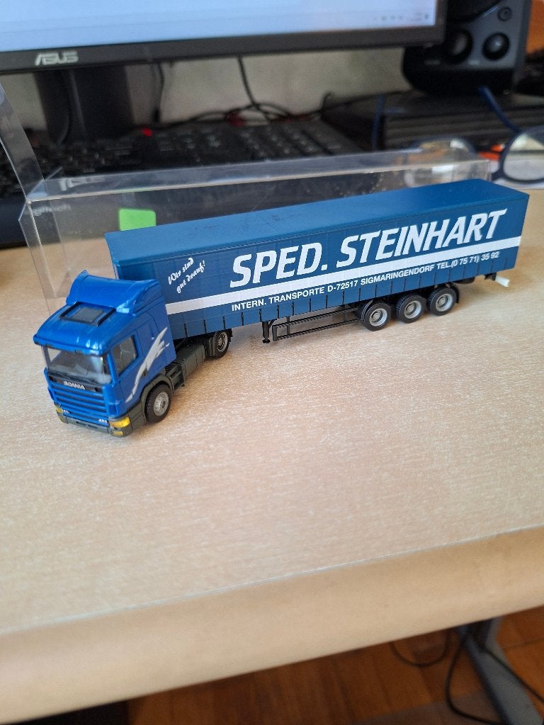 Herpa Scania Steinhart, Ophalen of Verzenden, Zo goed als nieuw, Bus of Vrachtwagen, Herpa