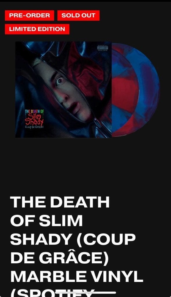 Eminem - The Death of Slim Shady - Spotify Fans Marble LP, 2000 tot heden, Limited edition, Ophalen of Verzenden, 12 inch