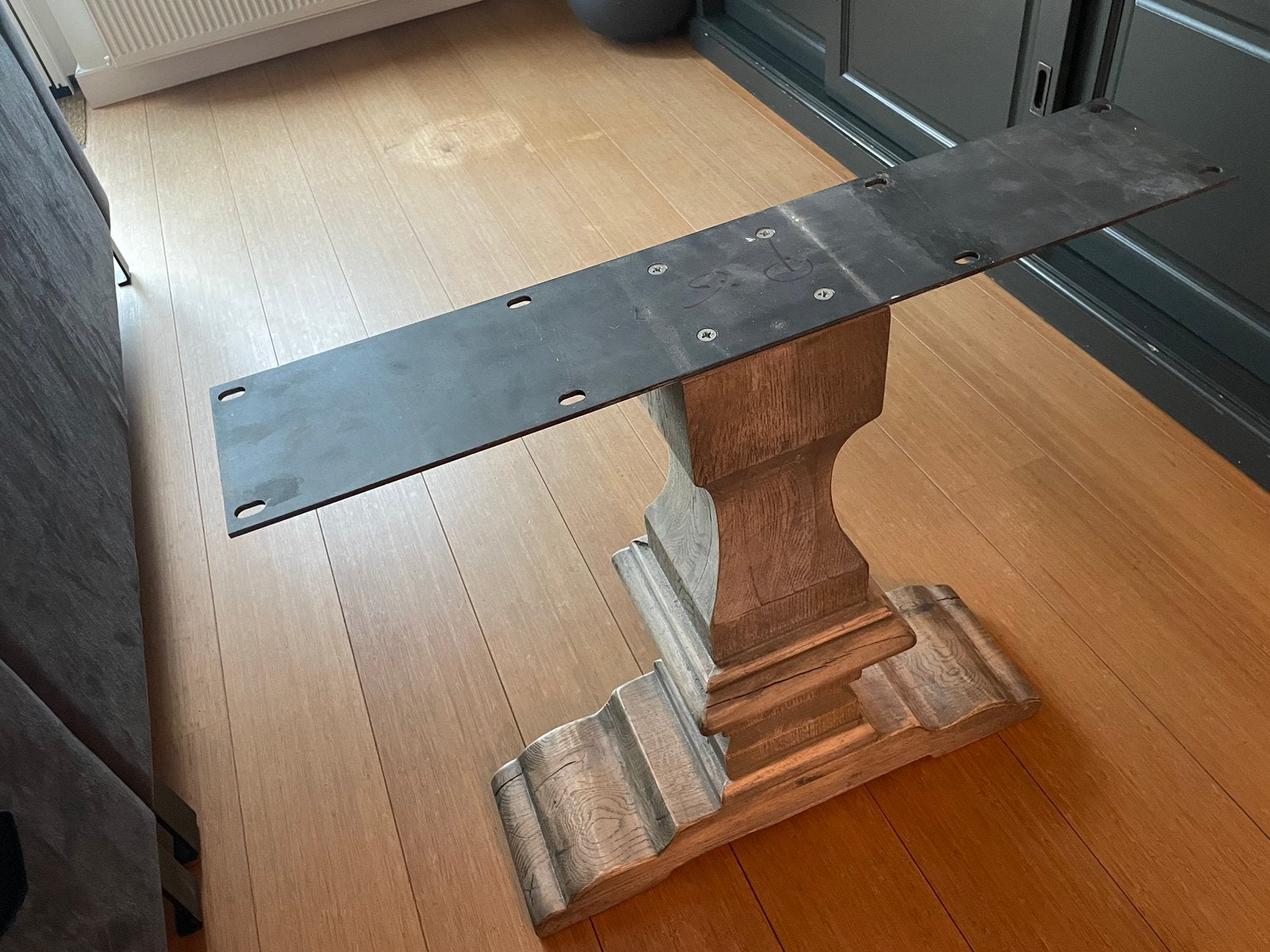 2 eiken kloosterpoten voor eettafel, Ophalen, Tafelpoot, Minder dan 50 cm, 50 tot 100 cm