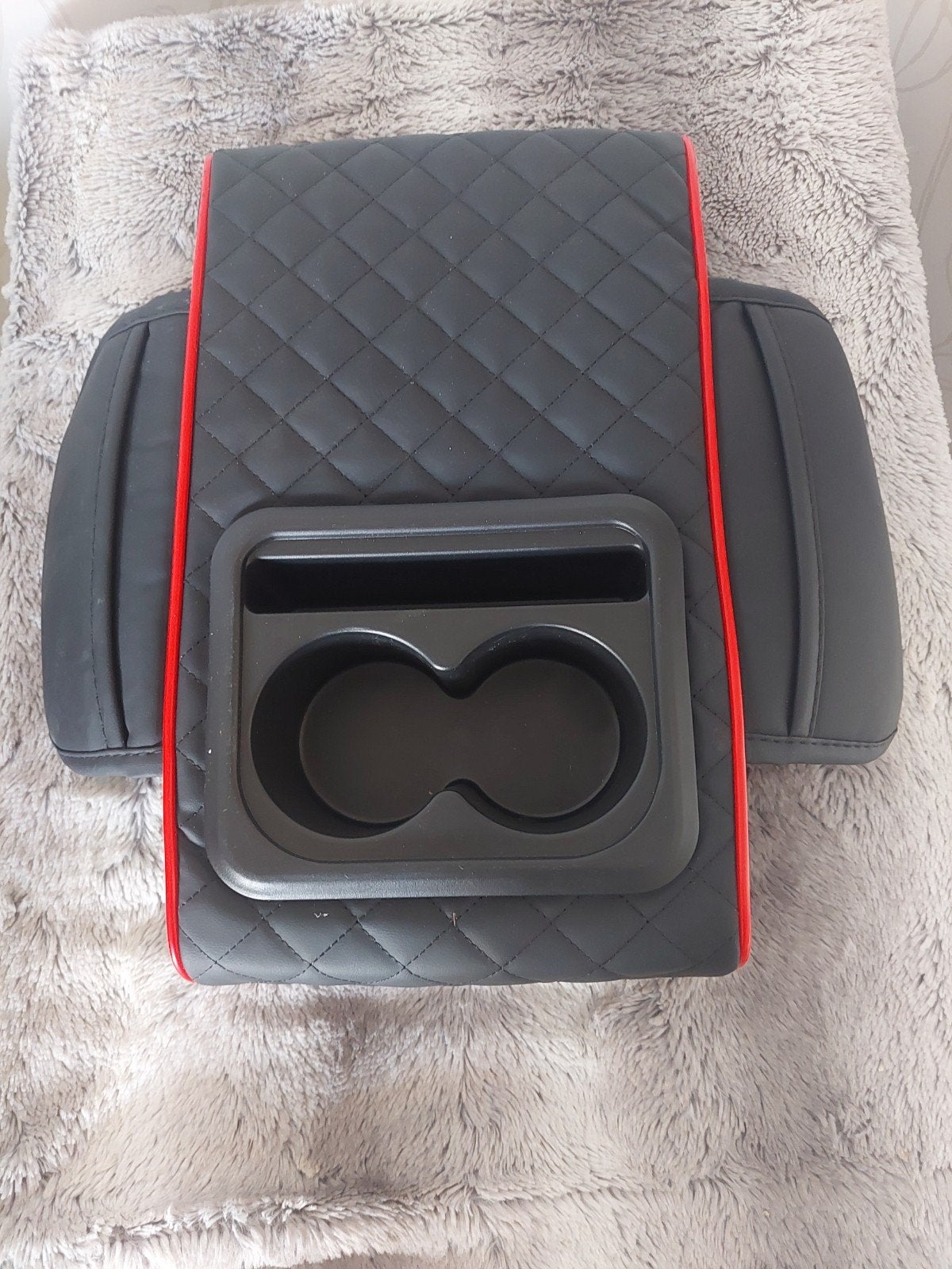 Auto Armsteun met Bekerhouders - Zwart/Rood, Ophalen, Nieuw
