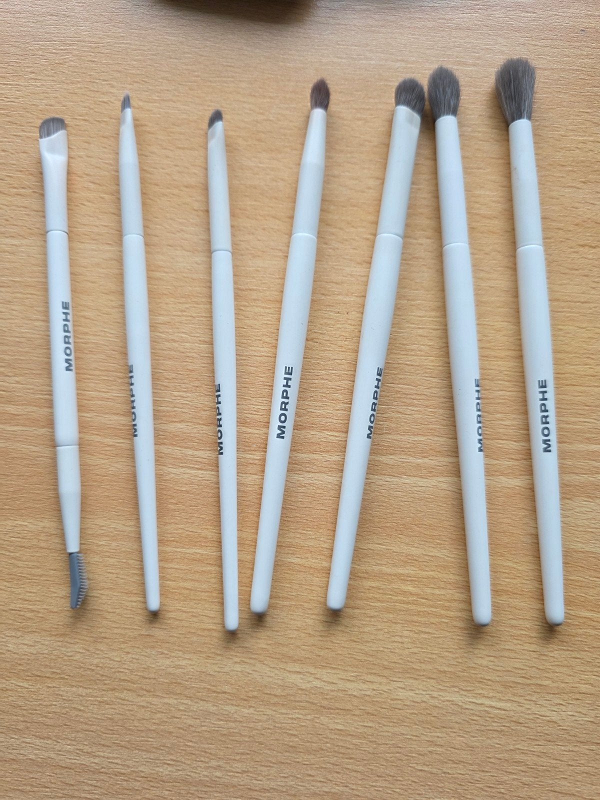 Morphe make-up kwastenset - 7 stuks, Gebruikt, Ogen, Wit, Ophalen of Verzenden