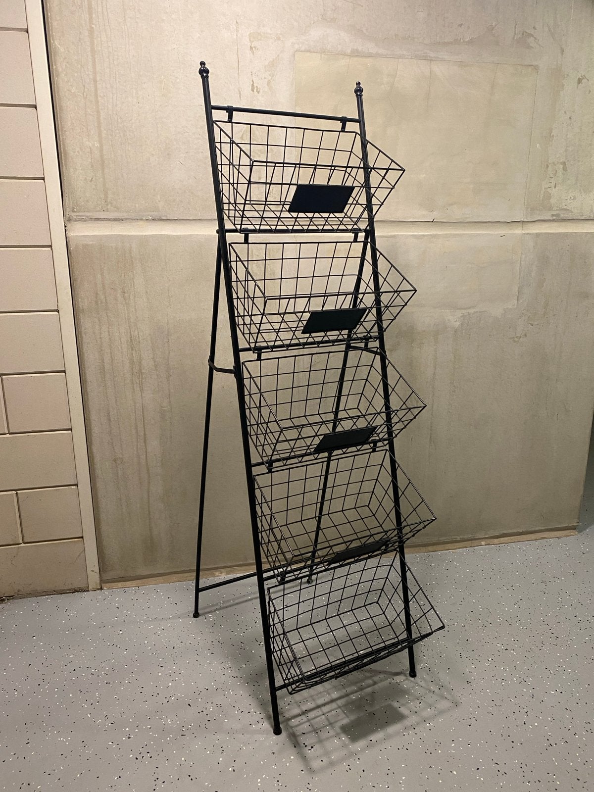 Zwart metalen opbergrek display brood of anders met 5 manden, Ophalen, Metaal, Industrieel, Gebruikt