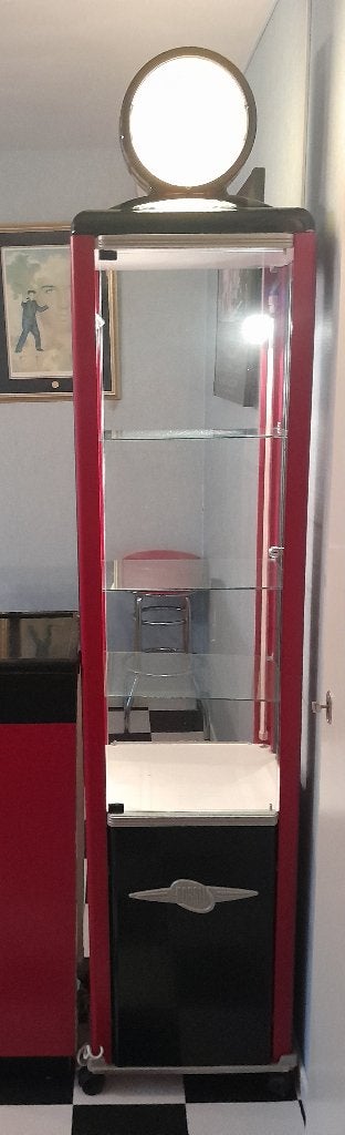 Fossil vitrine kast vintage / retro met verlichting, Ophalen, Minder dan 50 cm, 200 cm of meer, 25 tot 50 cm