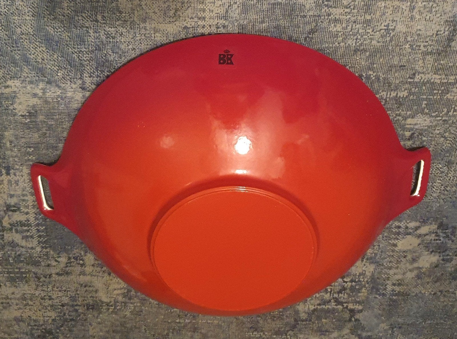 BK Rode Vintage Wok / Schaal - Geëmailleerd Gietijzer, Huis en Inrichting, Gietijzer, BK, Ophalen of Verzenden, Wok