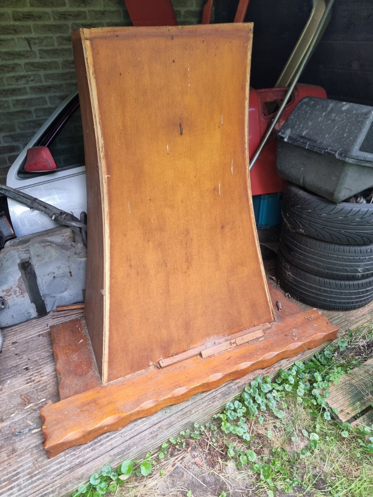 Oude schouw (woonwagen) met tegels en houten ombouw, Ophalen of Verzenden, Gebruikt