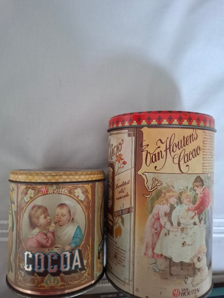 van Houten cacao blik 2 stuks, Ophalen of Verzenden, Gebruikt, Overige, Overige merken