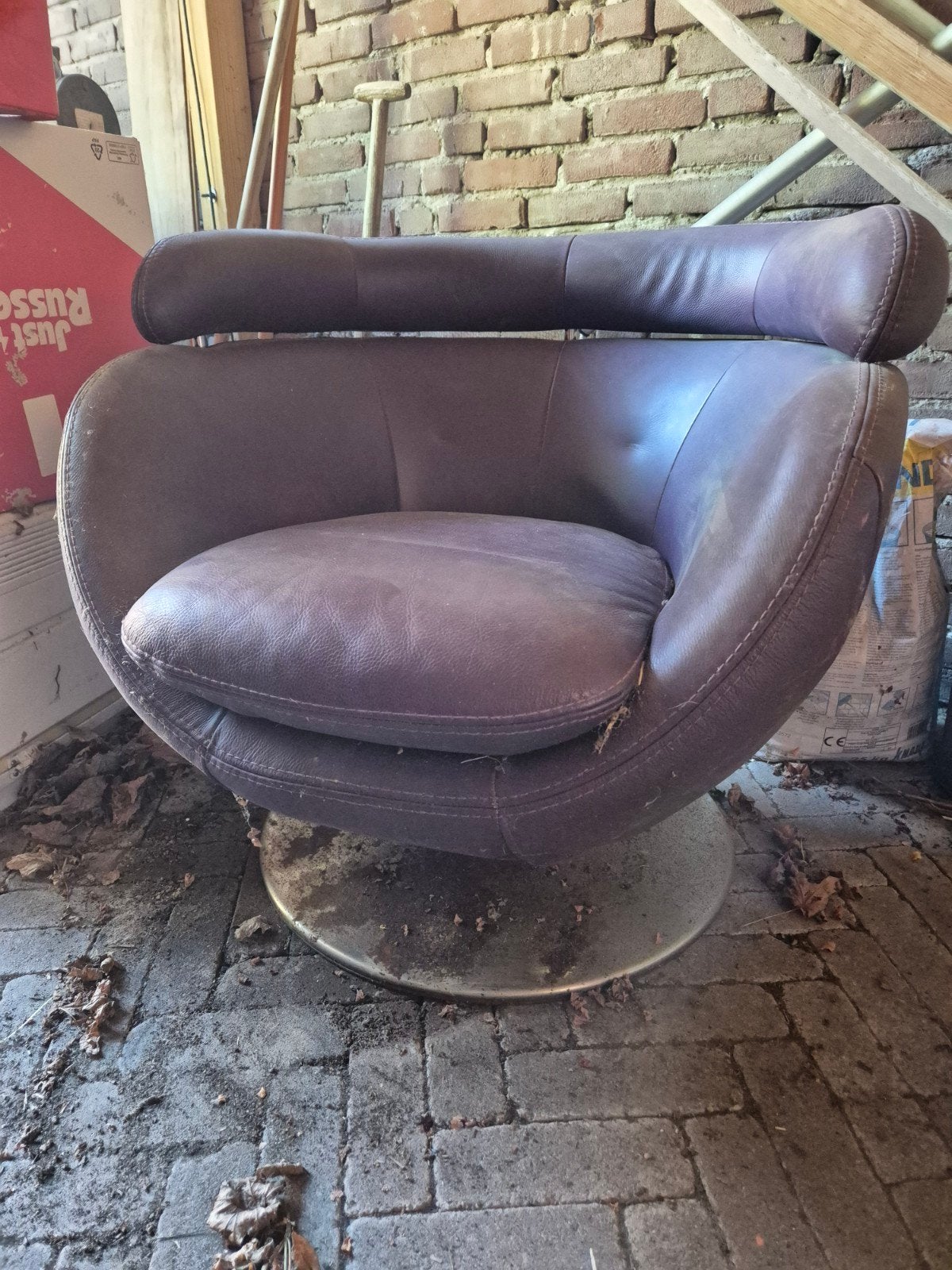 Opknapper: Vintage draaistoel - Leer, Ophalen, Gebruikt, Overige kleuren, Vintage, Retro