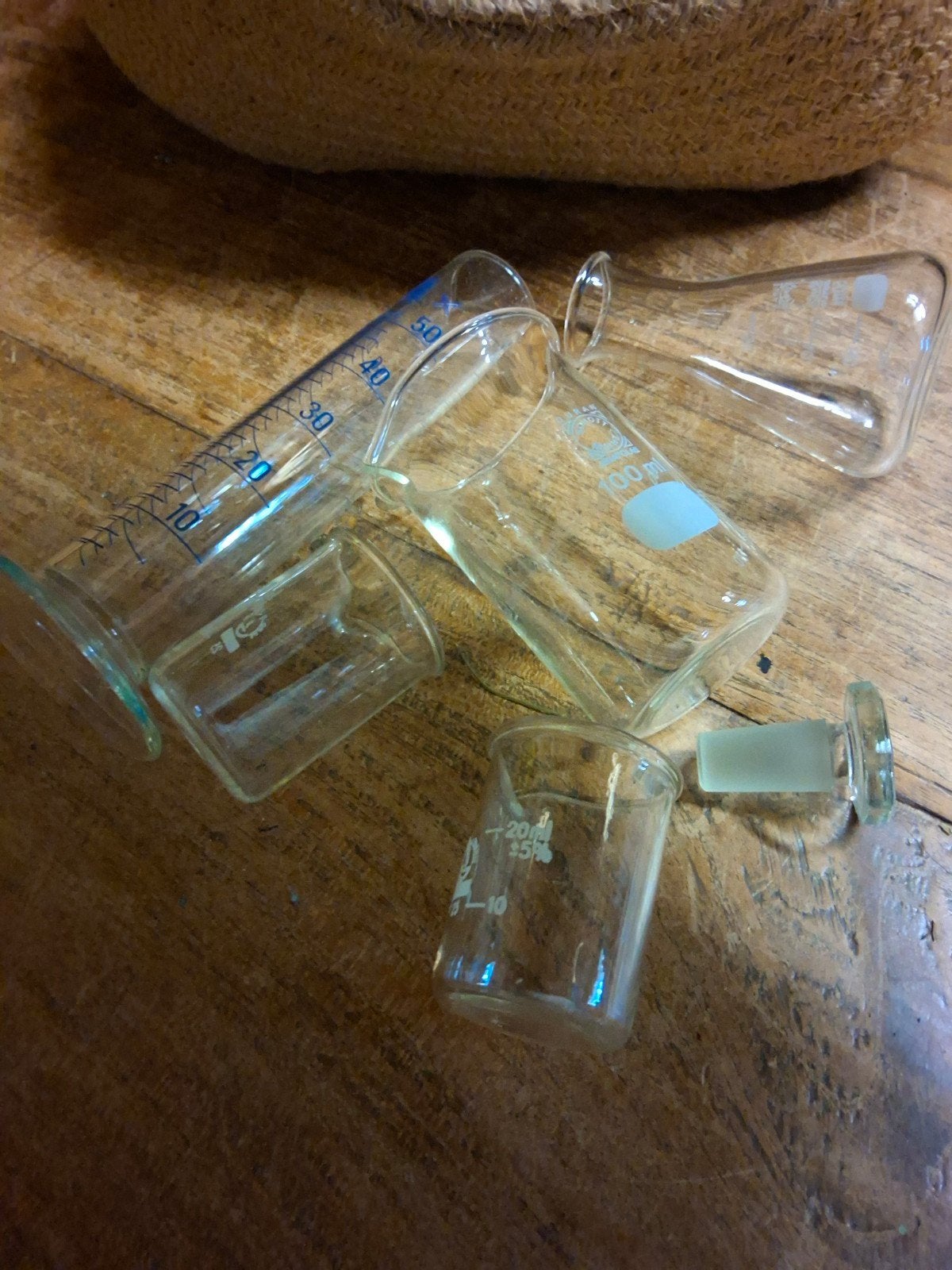 Vintage Laboratorium Glaswerk Set - Maatcilinder, Bekers, Antiek en Kunst, Ophalen of Verzenden