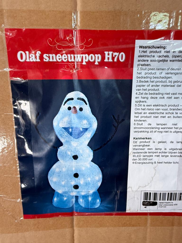 Olaf Sneeuwpop LED Verlichting 70cm - Binnen/Buiten Decorati, Ophalen of Verzenden, Zo goed als nieuw, Jongen of Meisje