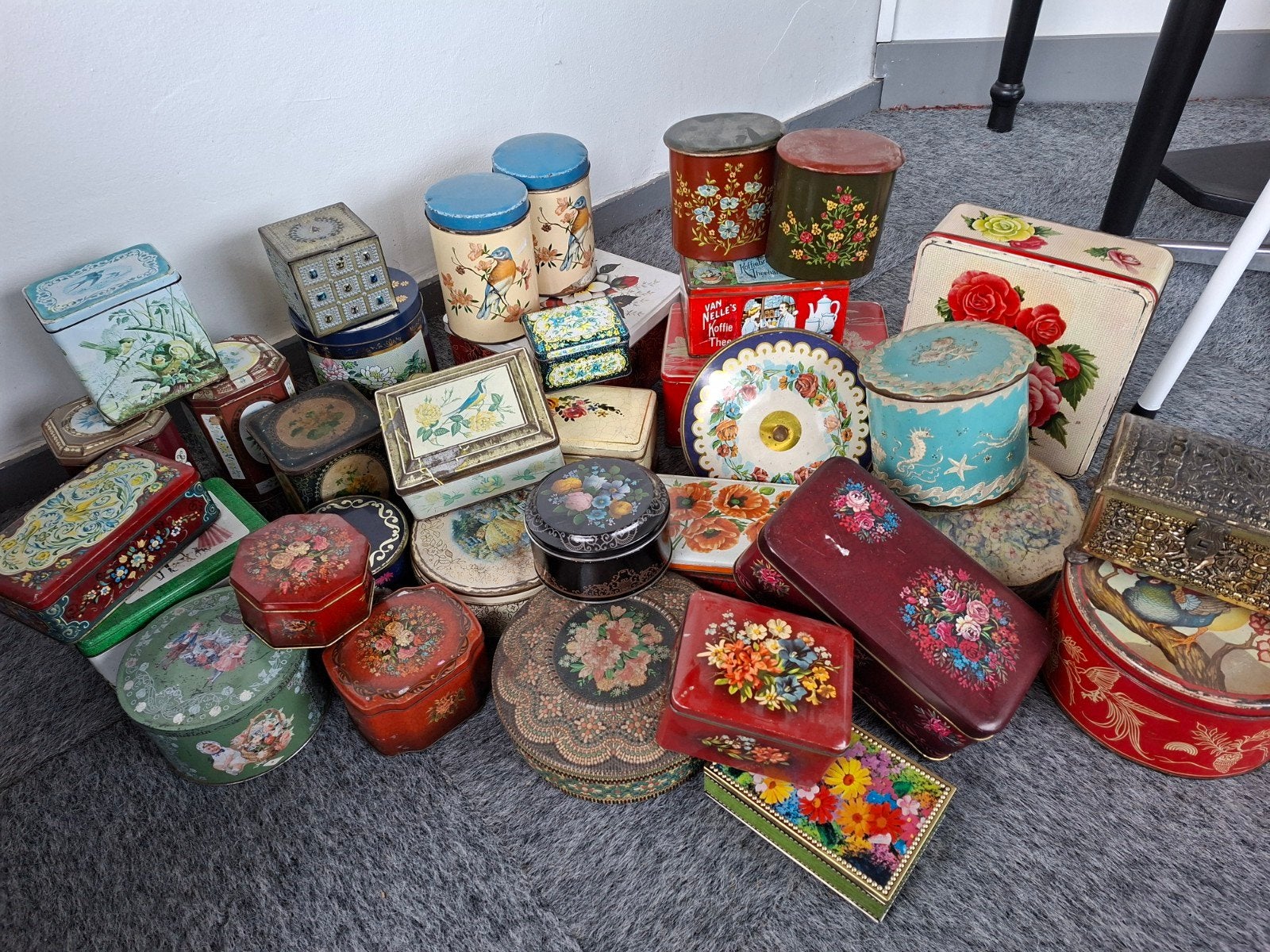 Mooie collectie vintage blikken en trommels, Verzamelen, Blikken, Ophalen of Verzenden, Gebruikt, Overige, Overige merken