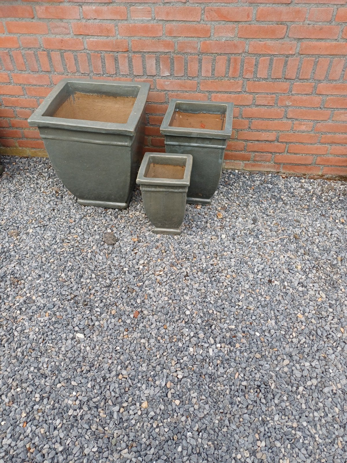 3 bloempotten, Ophalen, Vierkant, Beton, Balkon