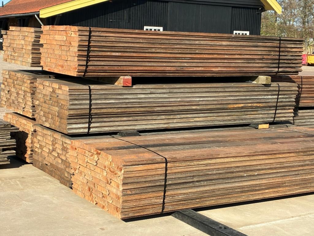 Gebruikte H.H.  Damwandplanken Gerecycled Circulair hout, Doe-het-zelf en Verbouw, Hout en Planken, Ophalen, Gebruikt, Plank, Overige houtsoorten