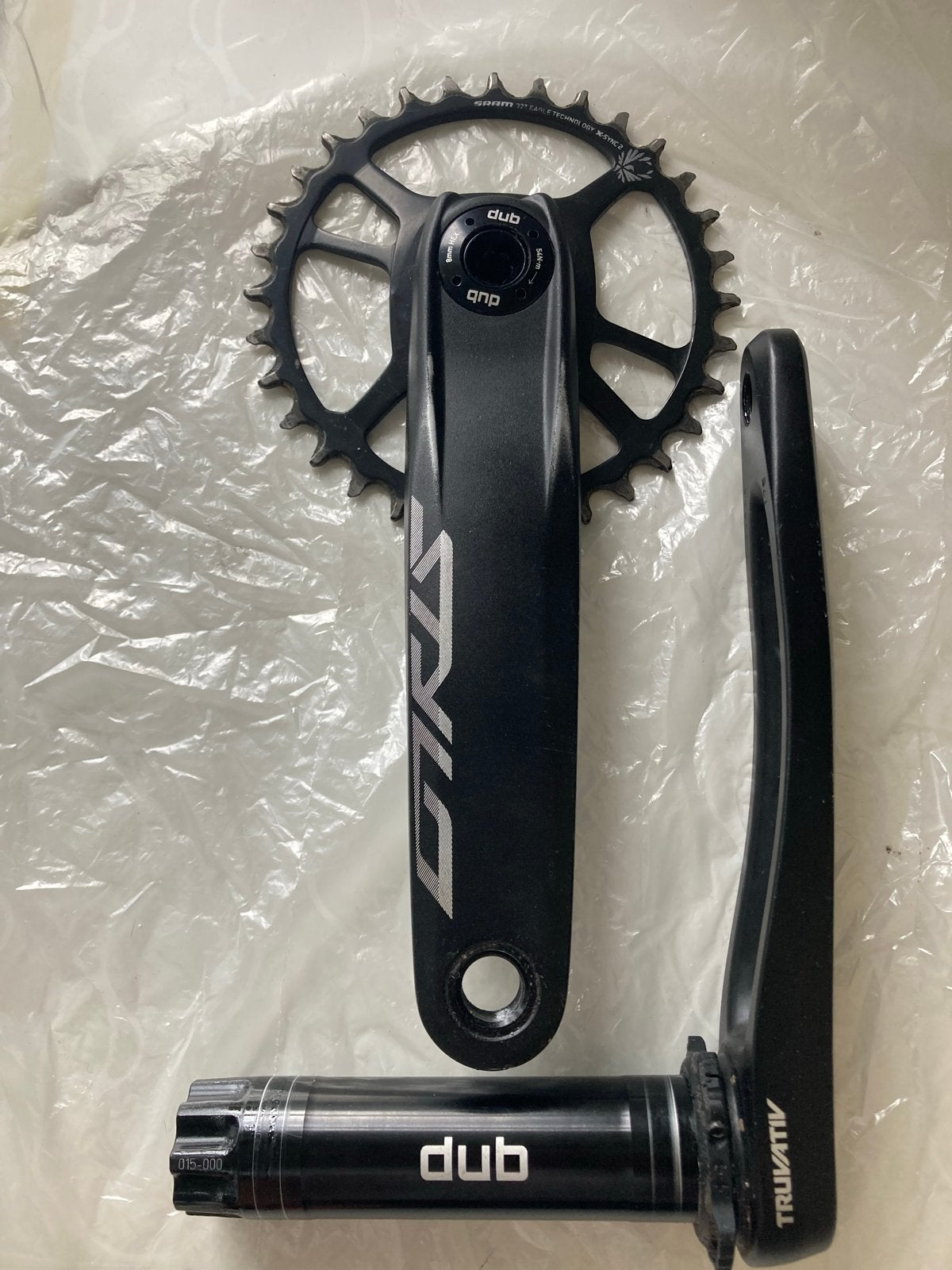 Truvativ Stylo DUB Eagle Crankstel 32t / 34t 3mm kettingblad, Crankstel of Pedalen, Ophalen of Verzenden, Zo goed als nieuw, Aluminium