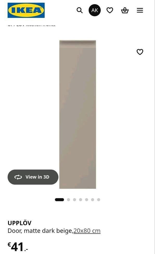 IKEA UPPLOV / UPPLÖV door / deur, dark beige, 20x80 cm, 2 st, Huis en Inrichting, Ophalen, 100 tot 150 cm, Beige, Zo goed als nieuw