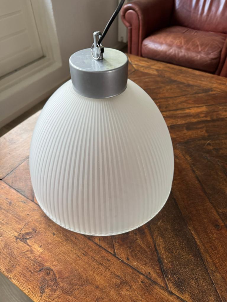 Mooie glazen hanglamp met geribbeld design, Ophalen of Verzenden, Zo goed als nieuw, Glas