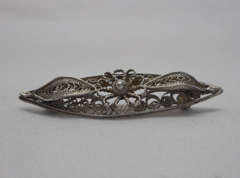 Zilveren Filigrain broche nr.1772, 4 tot 7 cm, Verzenden, Zo goed als nieuw, Zilver