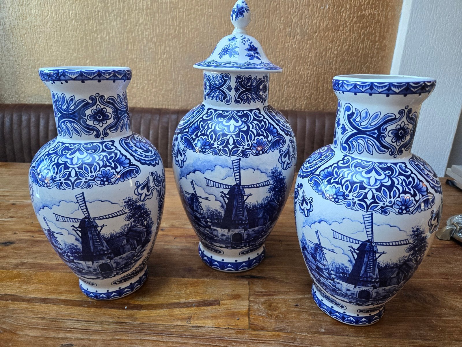 Supermooie Delfts Blauwe Vazen Set, Kaststel, Antiek en Kunst, Ophalen of Verzenden